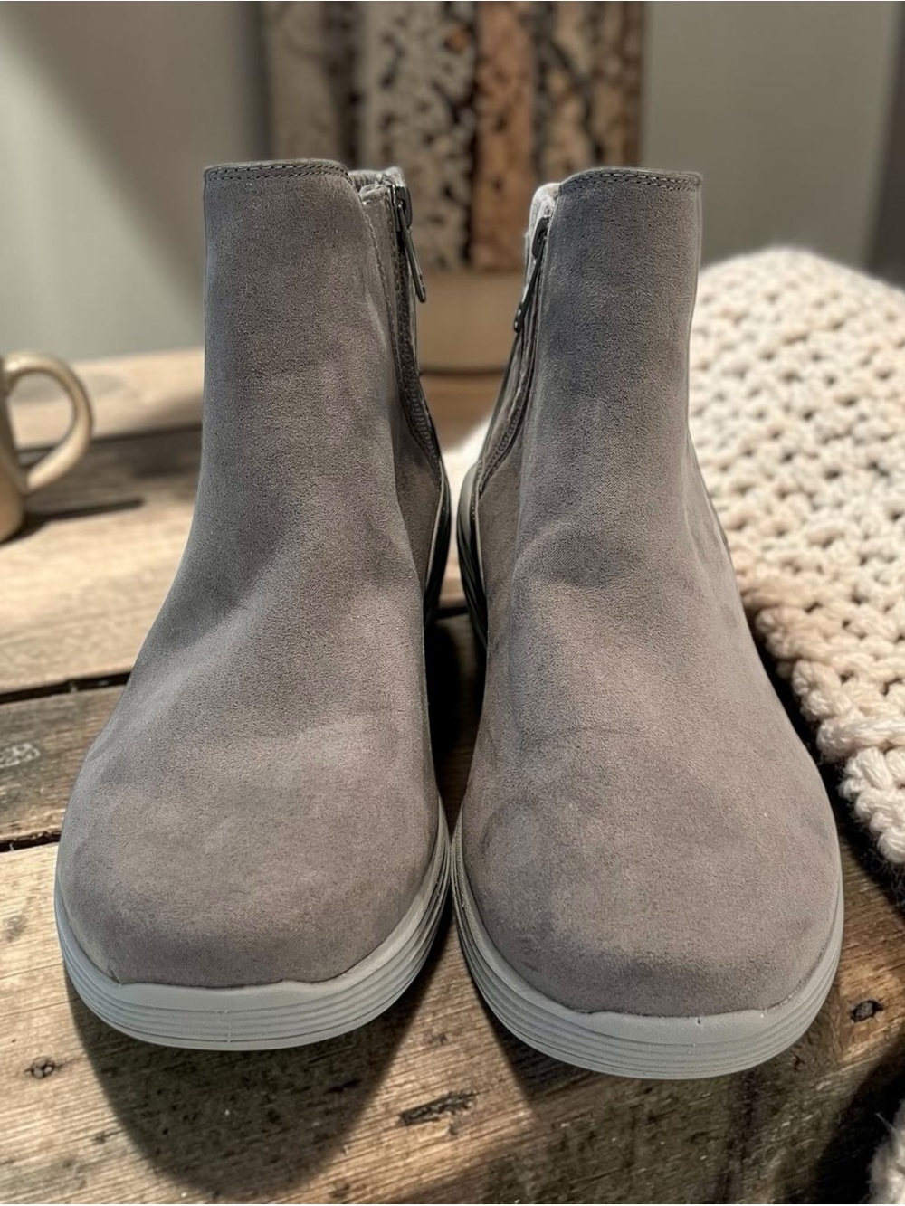 Ryka Noelle Next Womens 9.5M Gray Water Resistant Wedge Ankle Booties - Picture 2 of 6